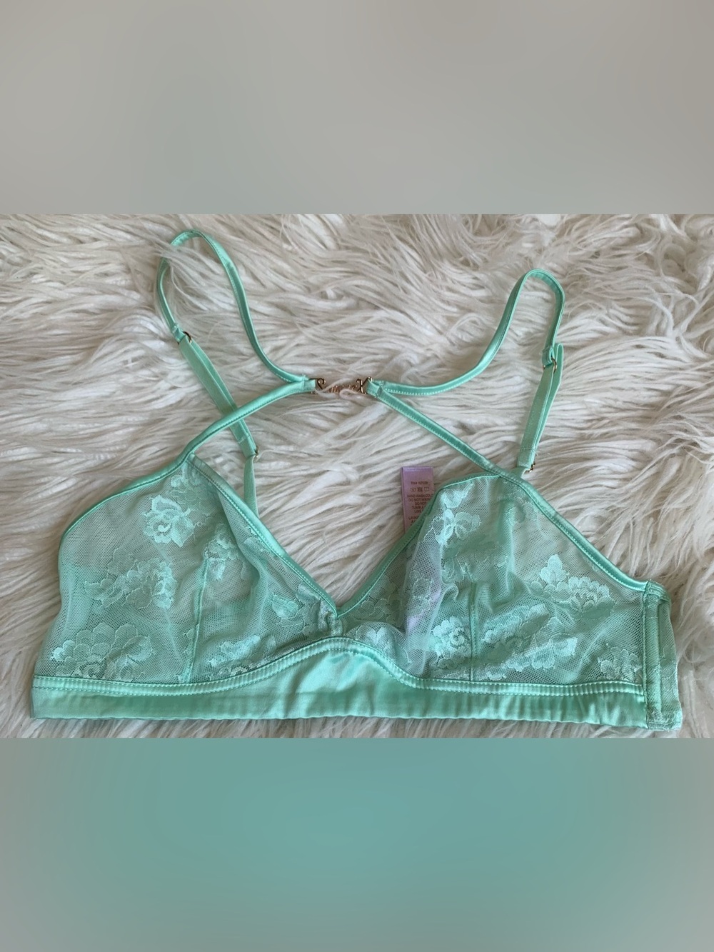 Savage x Fenty Strap Up Lace Bralette Mint Green Size Medium
